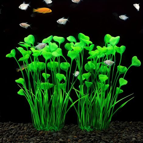 Lot de deux plantes artificielles pour aquarium, pour décorer les aquariums et les bassins avec des plantes aquatiques simulées. (1/5)