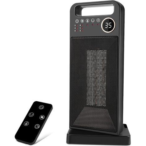 Radiateur soufflant céramique 2000 W pour salle de bain Chauffage d'appoint en 2 s, télécommande, ECO, arrêt différé 12 h et oscillation 70° pour des pièces jusqu’à 25 m² (1/5)