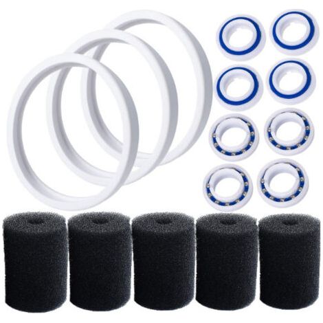 Pneumatico di ricambio C10, compatibile con i robot per piscina Polaris 180, 280, 360 e 380, con cuscinetti a sfera C60 e tubo di pulizia, 9-100-3105