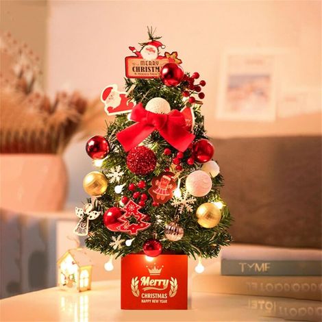 Rouge, 45 cm, sapin de Noël, mini sapin de Noël pour la décoration de fête de Noël, mini sapin de Noël et ornements sapin de Noël artificiel pour la décoration de bureau à la maison (1/4)