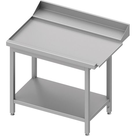 Table de Déchargement Inox pour Lave Vaisselle à Capot avec Etagère - Raccordement Gauche - Stalgast