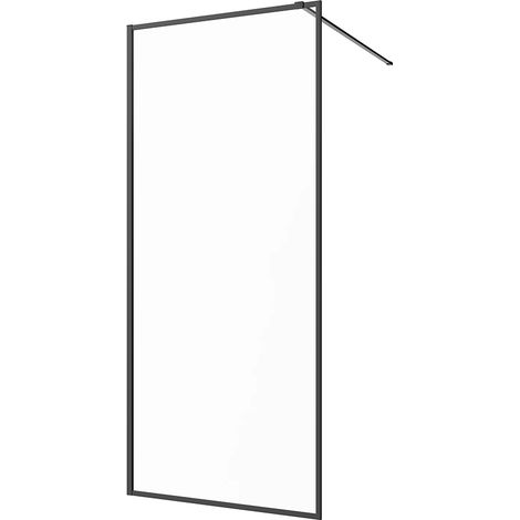 Douche à l'italienne Full Frame 60 cm Profilés aluminium Verre transparent noir avec traitement anti-calcaire h200 - Mod. réversible Rodi