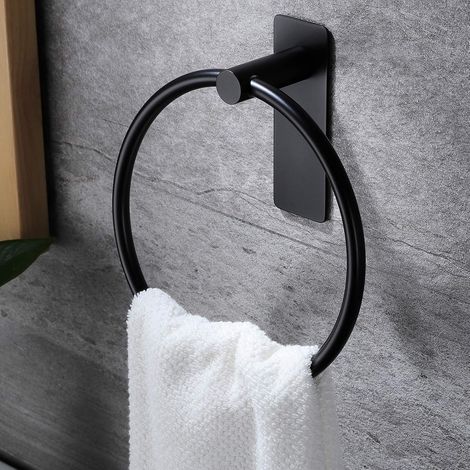 [French Days]Anneau porte-serviettes anneau porte-serviettes auto-adhésif sans perçage porte-serviettes pour salle de bain et cuisine, noir (1/5)