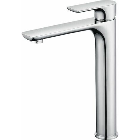 Design-Waschtischarmatur mit hohem Auslauf, große verchromte Badarmatur mit abnehmbarem Luftsprudler, Waschtischarmatur aus Messing, hohe Badarmatur - (1/4)