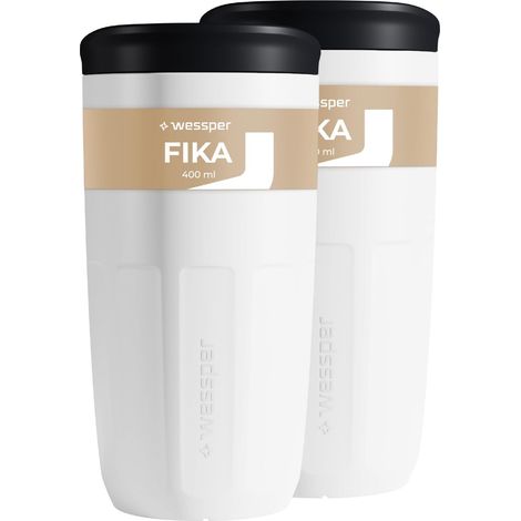 Mug Réutilisable 400ml, Tasse avec Couvercle - 2 pièces - Blanc (1/5)