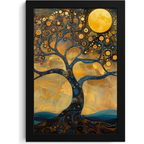 Framed Poster Tree - Moon - Flowers - Gold - Art 20x30 cm (1/5)