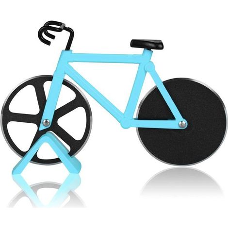 Roulette à Pizza Vélo,Couteau à Pizza en Forme de Vélo,Double Couteau à Pizza en Acier Inoxydable,Lames Super Tranchantes avec (1/5)