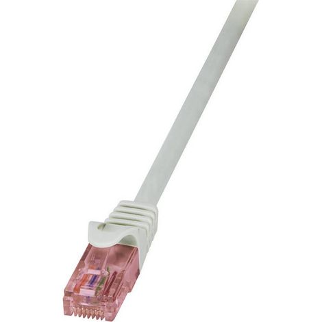 LogiLink CQ2092U RJ45 Câble réseau, câble patch CAT 6 U/UTP 10.00 m gris ignifuge, avec cliquet d'en (1/3)