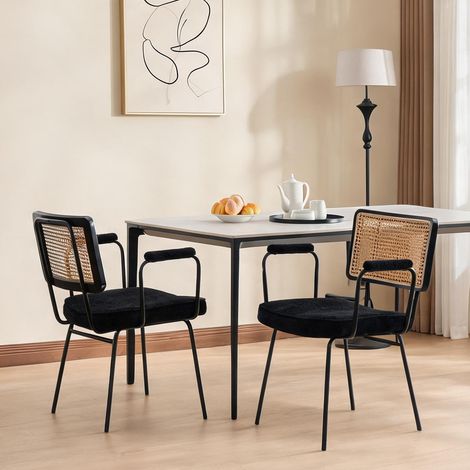 Lot de 2 chaises de salle à manger avec accoudoirs en tissu (1/5)