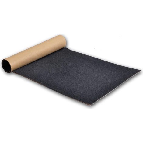 Planche à roulettes antidérapante adhésive PVC noir 110x27cm, papier de verre perforé sans bulles, pièce de rechange trottinette électrique, grip deck professionnel (1/5)