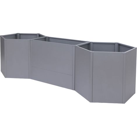 3er-Set Hochbeet HHG-460, Metallhochbeet Gemüse-/Pflanzbeet Blumenkasten Pflanzkübel Stahl 77x286x88cm grau