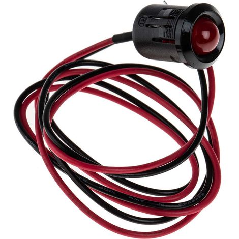 Rs Pro – Voyant LED lumineux rouge 12mm – Tension 12V c.c. – Indication signalisation – Cadre proéminent noir