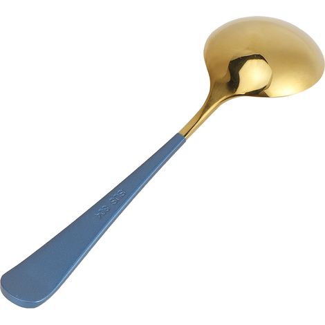 Lot de 5 cuillères à soupe en acier inoxydable pour enfants, cuillères à soupe, couverts, ustensiles de cuisine, bleu (1/5)