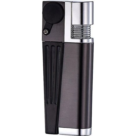Briquet portable 2 en 1 en métal avec tube rotatif, briquet torche à butane pliable à flamme douce, pour une utilisation intérieure et extérieure. (1/5)