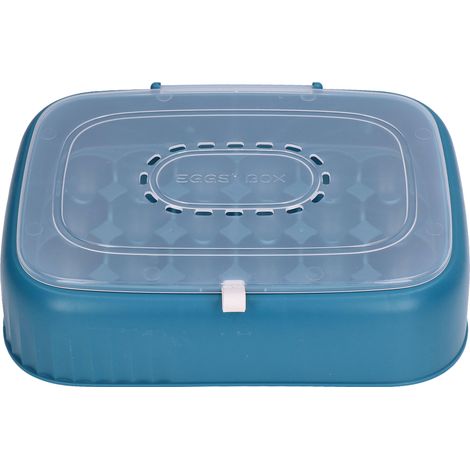 Boîte de Rangement Œufs ABS 24 Places, Bac Organisateur Réfrigérateur avec Aération, Noir Vert (1/5)