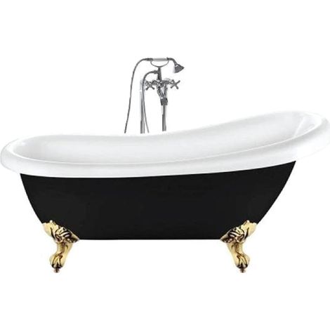 Freistehende Badewanne RICHMOND schwarz Adlerfüße GOLD 171