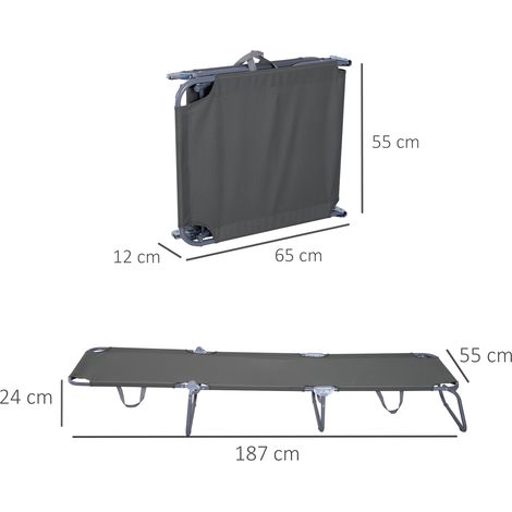 Transat pliable avec dossier inclinable 5 positions, assise en tissu Oxford respirant, idéal pour la plage, la piscine et le jardin, 187 x 55 x 24 cm, gris (1/5)