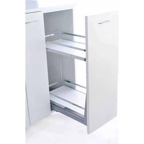 Gepäckkorb 30 TMY Chrom, Soft-Close-Funktion, Vollauszug 300 mm, fester Boden, WEISS