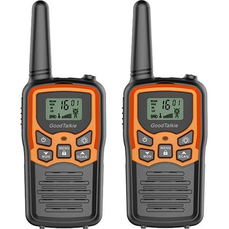 UlisemTalkies-walkies, talkies-walkies longue portée pour adultes avec 22 canaux FRS, talkie-walkie familial avec lampe de poche LED VOX écran LCD pour randonnée camping voyage (lot de 2 orange) (1/3)