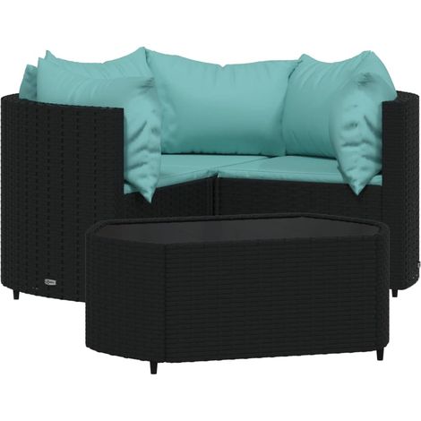 Maison Exclusive - 4-tlg. Garten-Lounge-Set mit Kissen Schwarz Po