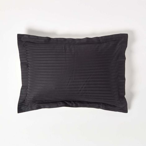 HOMESCAPES Kopfkissenbezug mit Stehsaum Fadendichte 330 Schwarz, 48 x 74 cm