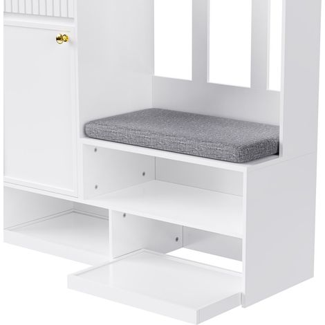 portemanteau multifonctionnel rangement pratique MDF Blanc 100.00 x 35.00 x 180.00 cm (1/5)
