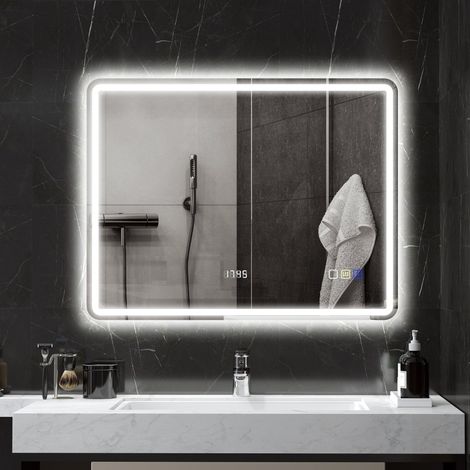 Miroir de salle de bain LED 90 x 70 cm, Bluetooth, anti-buée, 3 couleurs, HAVRYA (1/4)