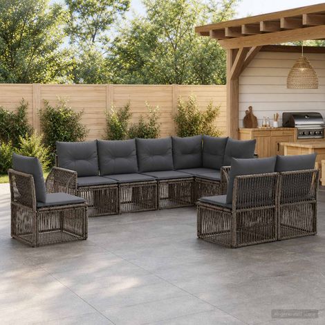 Set Divano da Giardino 8 pcs Grigio e Grigio Scuro polyrattan vidaXL (1/5)