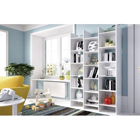 Etagère murale coloris blanc brillant - Dim : 192 x 95 x 29 cm -PEGANE-