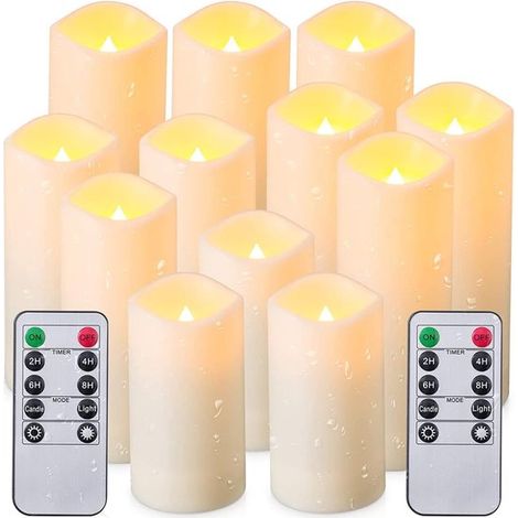 LED-Karasenleuchte mit realistisch flackerndem Flammenbild – 9-teiliges Set – Fernbedienung mit Timer – Batteriebetrieben – Flammenlos – Stimmungsbeleuchtung für Weihnachten & (1/5)