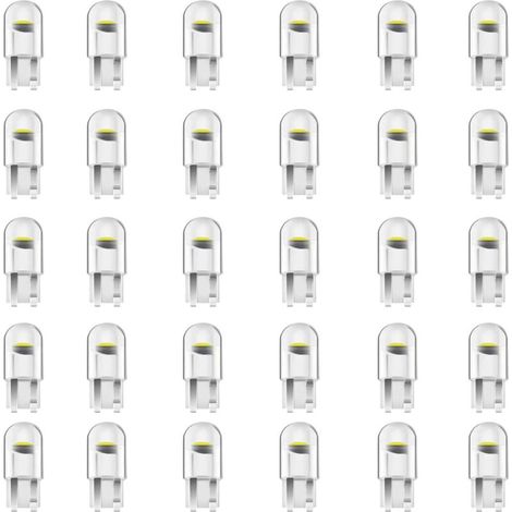 30 Pieces T10 W5W LED Ampoule Voiture 12V 6000k(Blanc)COB Ampoule de Remplacement,2825 T10 Ampoule LED W5W,LED Interior Car Lights,Ampoule W5W LED,Ampoules LED Pour Voiture (1/5)
