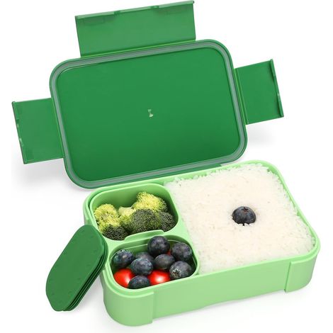Portapranzo con divisori, adatto ad adulti e bambini, bento box resistente, contenitore per insalata adatto al microonde, perfetto per viaggi, scuola/lavoro/picnic (rosa) (1/5)