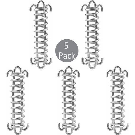 Fijaciones para toldos, 5 hebillas de cuerda de resorte de acero inoxidable para tiendas de campaña, kit de fijación para toldos de jardín, kit de fijación para toldos de sombra, kit de fijación para  (1/5)