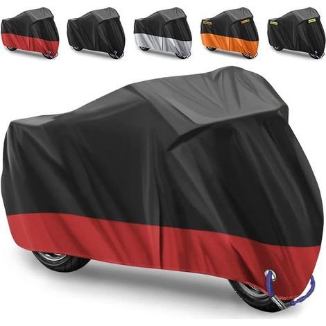 Housse de protection pour moto et scooter – Imperméable – Taille XXL – 245 × 105 × 125 cm – Rouge et noir (1/4)