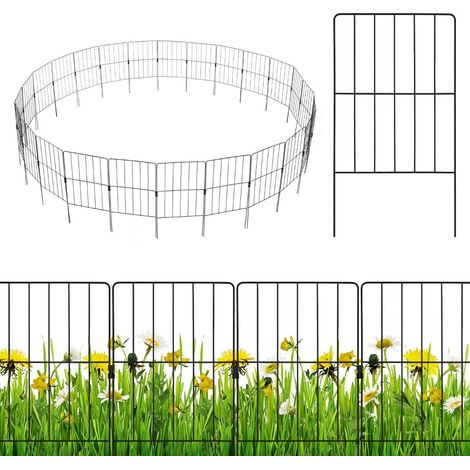 Recinzione decorativa in metallo per giardino, 25 pezzi, antiruggine, 33x61 cm