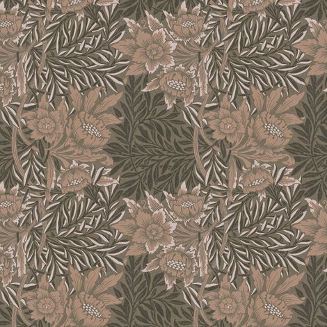 Blumen Tapete Profhome 390584 Vliestapete glatt mit floralen Ornamenten matt braun grau-beige anthrazit oliv-grau 5,33 m2