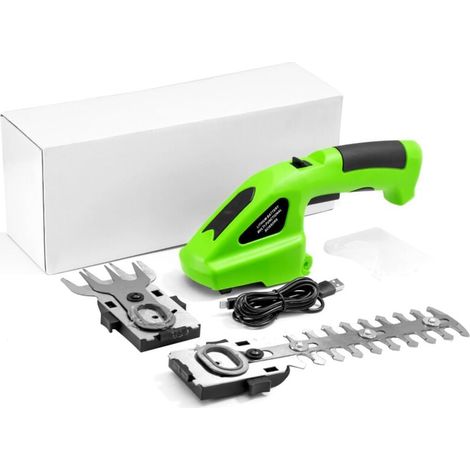 Elektrische Heckenschere und Rasentrimmer, kabellos, 7,2 V Akku, 2-in-1, Mini-Heckenschere mit Ladegerät (1/4)
