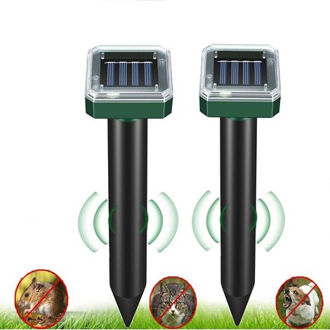 Solar Upgrade Maulwurfsabwehr für Rasenflächen, Maulwurfsabwehr solarbetrieben für den Garten, Maulwurfsentferner, Schlange, Wühlmaus, Erdhörnchen, Murmeltier (2 Pack)