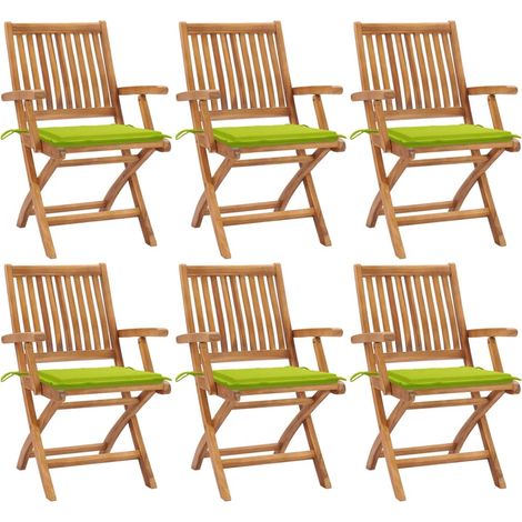 Teakholz Gartenstühle - vidaXL Klappbare Gartenstühle mit Kissen 6 Stk. Massivholz Teak - Gartenstühle mit Kissen (1/5)