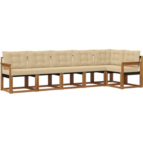 Ensemble de canapés d'extérieur 6 pcs  Salon de jardin Naturel et Beige