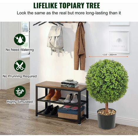 Buis Topiaire Artificiel 559 mm Boule de Buis Artificiel Extérieur 2 Fausses Plantes avec 10 Feuilles Remplaçables 4 Papillons Déco… (1/5)