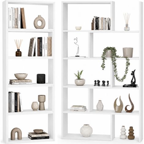 Libreria Modulare Apribile Legno Bianco Scaffale Libri Componibile 72x22x200cm