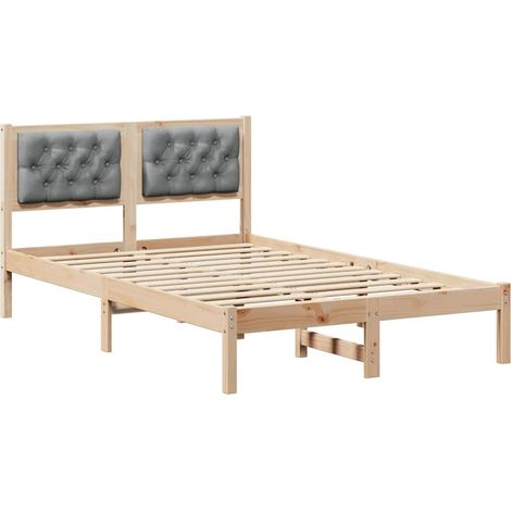 Estructura de cama con cabecera Gris Claro 135 x 190 cm vidaXL
