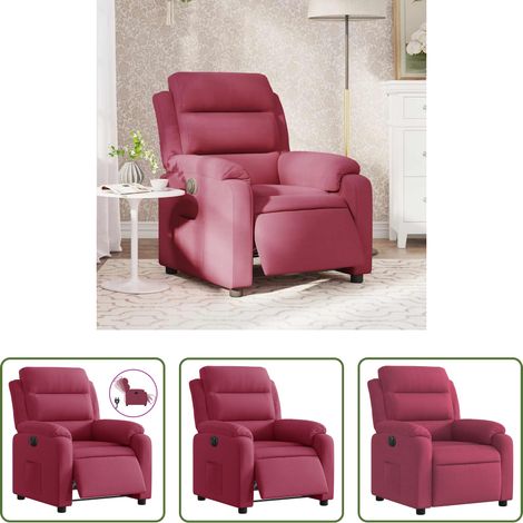 vidaXL Sillón reclinable eléctrico de terciopelo rojo tinto (1/5)