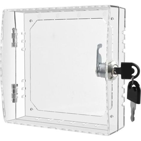 Boîtier de verrouillage pour thermostat avec 2 clés, boîte de protection thermostatique transparente, 16 x 15 x 5.5cm, boîte murale pour thermostat, pour restaurants, écoles (1/4)