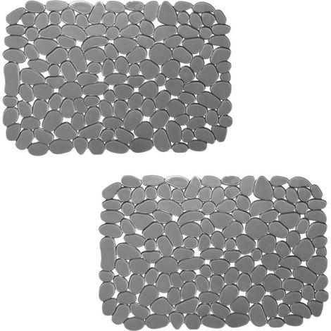 Set of 2 Kitchen Sink Mats, 40 x 30 cm, DIY Kitchen Sink Mat, Sink Drain Mat with Faucet Drain for Dishes, Glasses, Vegetables. Gray