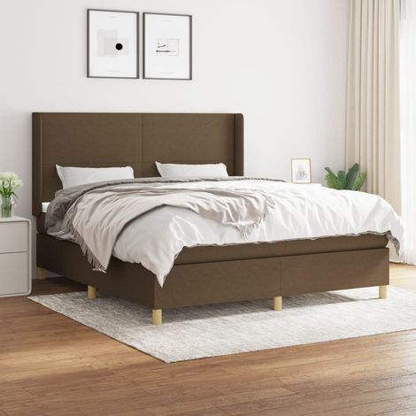 Lit adulte Contemporain  Lit à sommier tapissier avec matelas Marron foncé 160x200 cm 97336 (1/5)