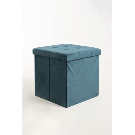 Pufs y reposapiés - Puff Almacenaje Button 38 cm Terciopelo - Verde