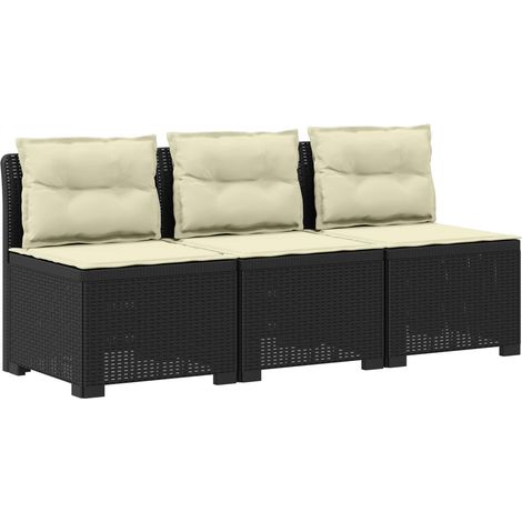 Maison Exclusive - 3-Sitzer Garten Sofa mit Kissen Rattan-Look PP (1/5)
