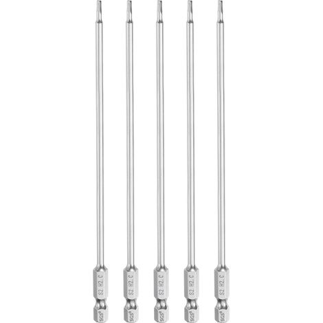 5pcs Foret à Tête Hexagonale 2mm (H2) Métrique 1/4" Tige Hexagonale 150mm (6") Long Embouts de Tournevis Magnétique Acier S2 Foret Hexagonaux à Pointe Plate pour Vis (1/5)
